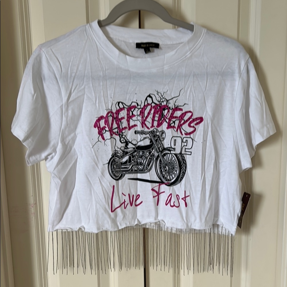Riders by Lee White and Pink Kids Crop Top
